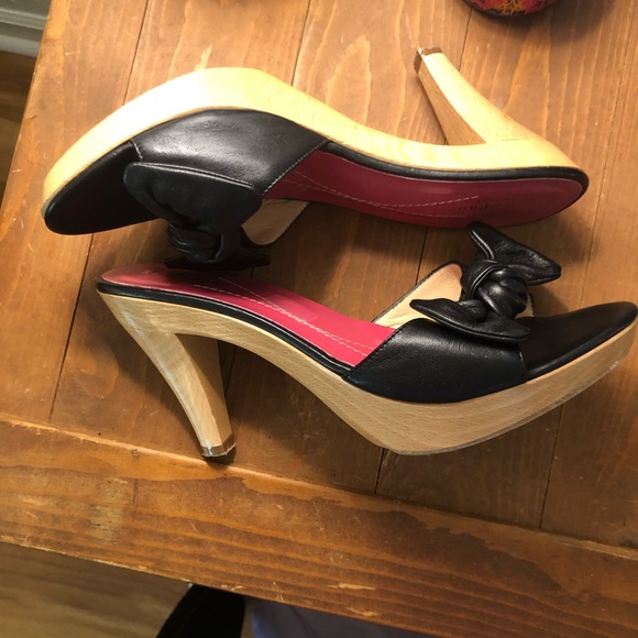 Kate Spade Wood Heel Bow Accent Slides - Size 9 - Picture 7 of 8